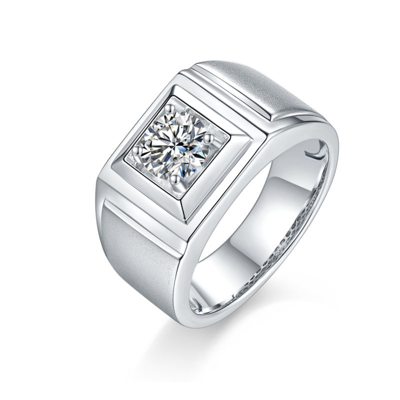 宗瑞款S925银镀白金MoissaniteMen's Ring1ctD级
